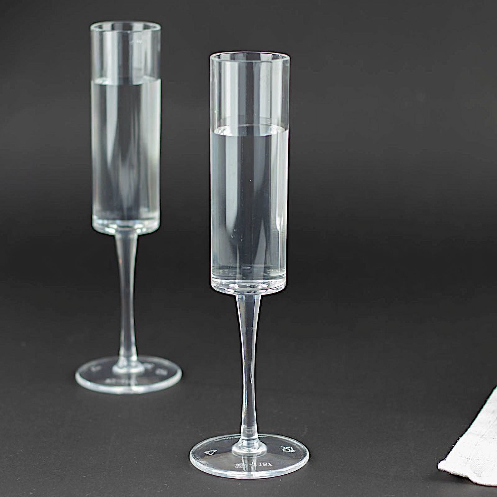 BalsaCircle 6 Clear 6 oz Cylindrical Reusable Plastic Champagne Flutes Party Events Supplies