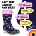 thumbnail image 2 of HSYAAMOO Toddler Rain Boots – Navy Rainbow Waterproof Kids Rain Boots for Girls, Lightweight Non-Slip PVC Rain Shoes with Easy-On Drawstring Cuff, 2 of 7