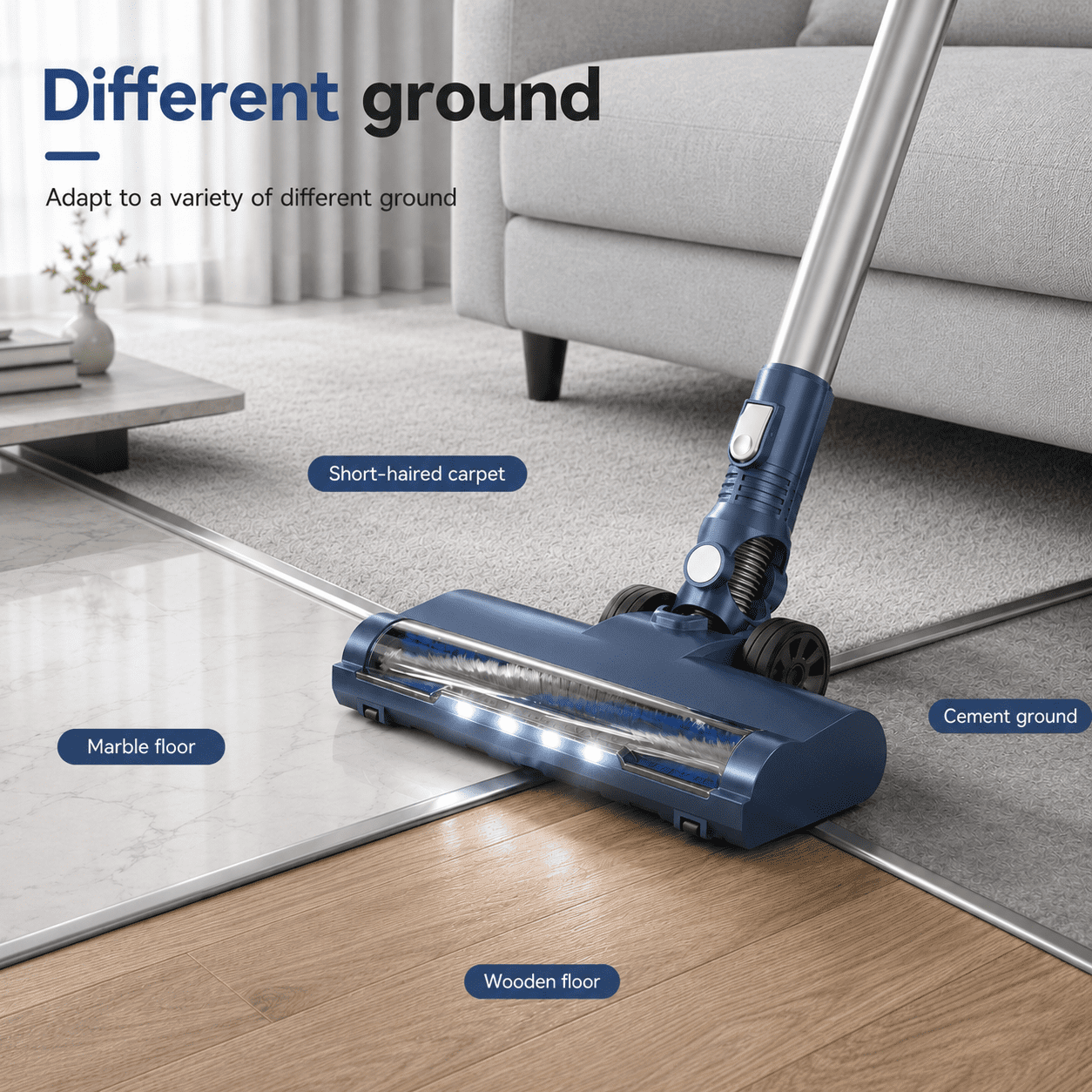 PrettyCare Cordless Stick Vacuum Cleaner, 2600mAh 6-in-1 Lightweight Upright for Carpet Hard Floor Pet Hair W200 Upgraded