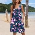 thumbnail image 5 of Njoeus Summer Dresses for Women 2024 Boho Floral Print Beach Cover Up Women Sleeveless Tank Mini Dress Casual Loose Sundress with Pockets, 5 of 6
