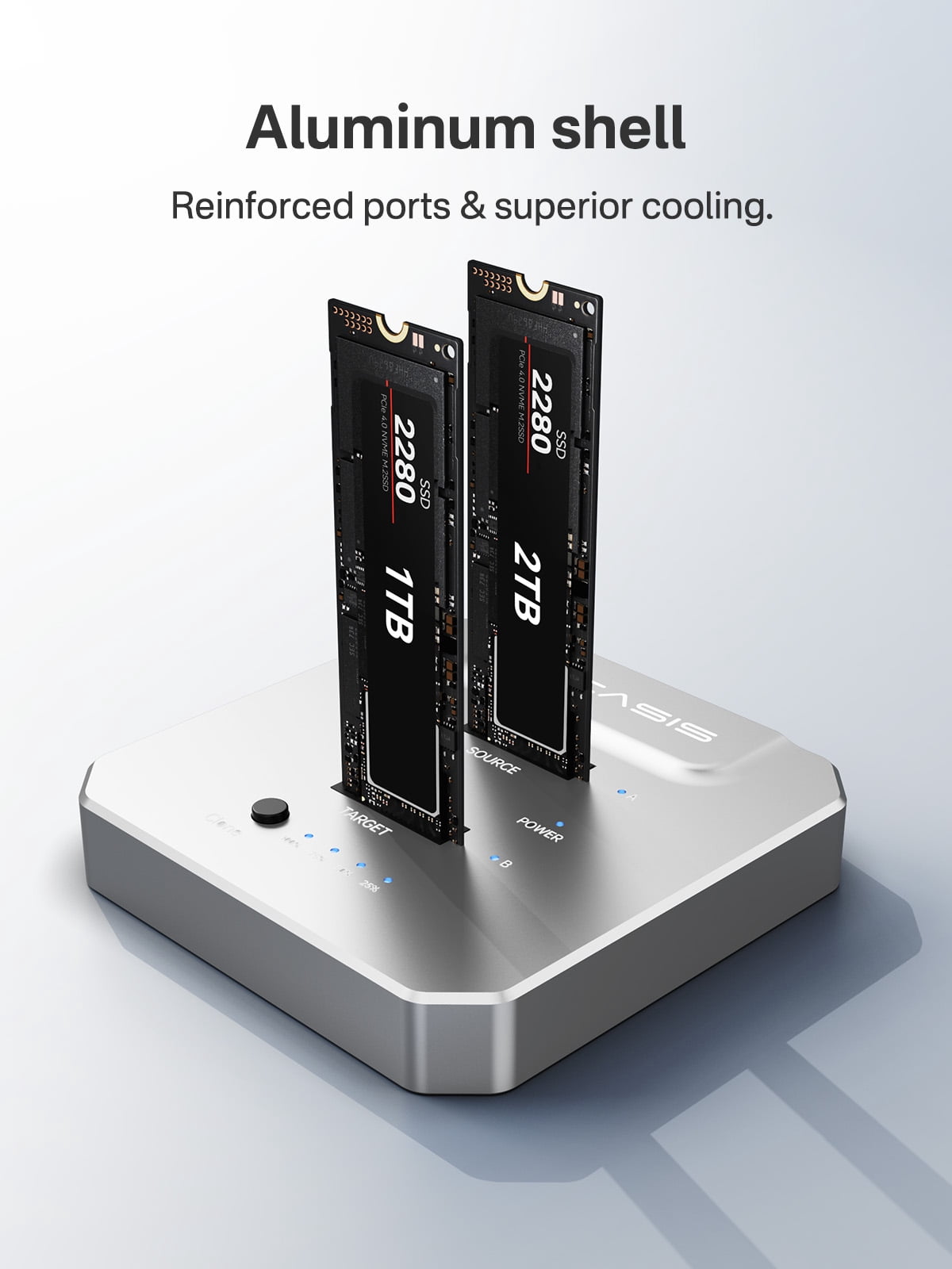 ACASIS M.2 Duplicator Dual-Bay Offline Clone,USB C to NVME Docking Station M.2 Reader Tool-Free 20Gbps,USB3.2 Gen 2X2 to SSD cloner for M2 SSD M Key Hard Drives