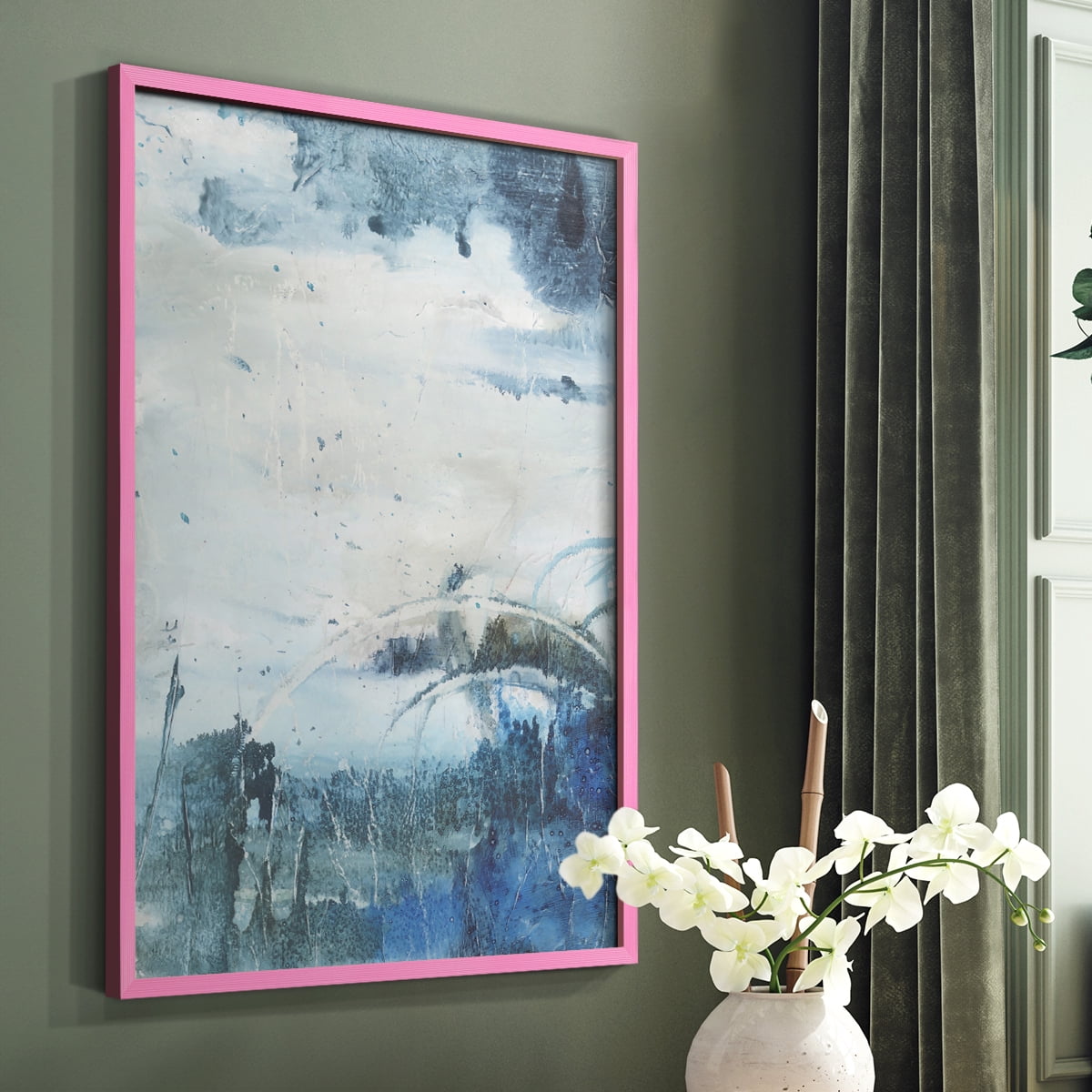 Coastal Seas II Framed Print in Pink Solid Wood Framed Print No Nail Hanging