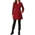 thumbnail image 2 of INSPIRE CHIC Women's Coats Single Breasted Long Outerwear Winter Trench Coat M Burgundy, 2 of 6