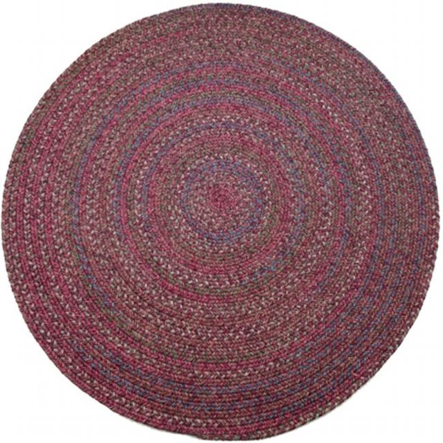 Rhody Rug SO45R048X048 Sophia Tapis Rond Tressé Multicolore Intérieur-Extérieur 4 Pi, Rouge Bourgogne