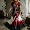 thumbnail image 2 of Ovbmpzd Bone Print Halloween Dresses for Women Plus Size Maxi Red Plus Size A-Line Dresses Short Sleeve V Neck Flowy Dresses,XXXXXL, 2 of 5