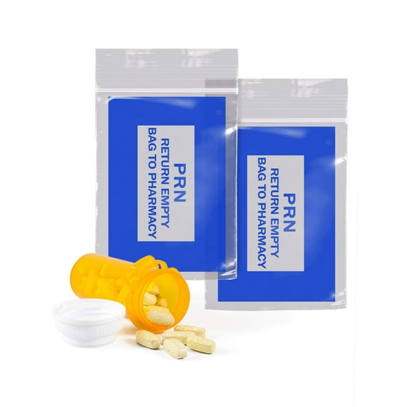 Pack of 1000 Blue PRN Bags, Clear 3 x 4. Zipper Printed Bag 3x4 with 2 mil Thick. Secure Seal Type Closure. Polyethylene Bags for Health Needs, Ideal for Infirmaries and Pharmacy.
