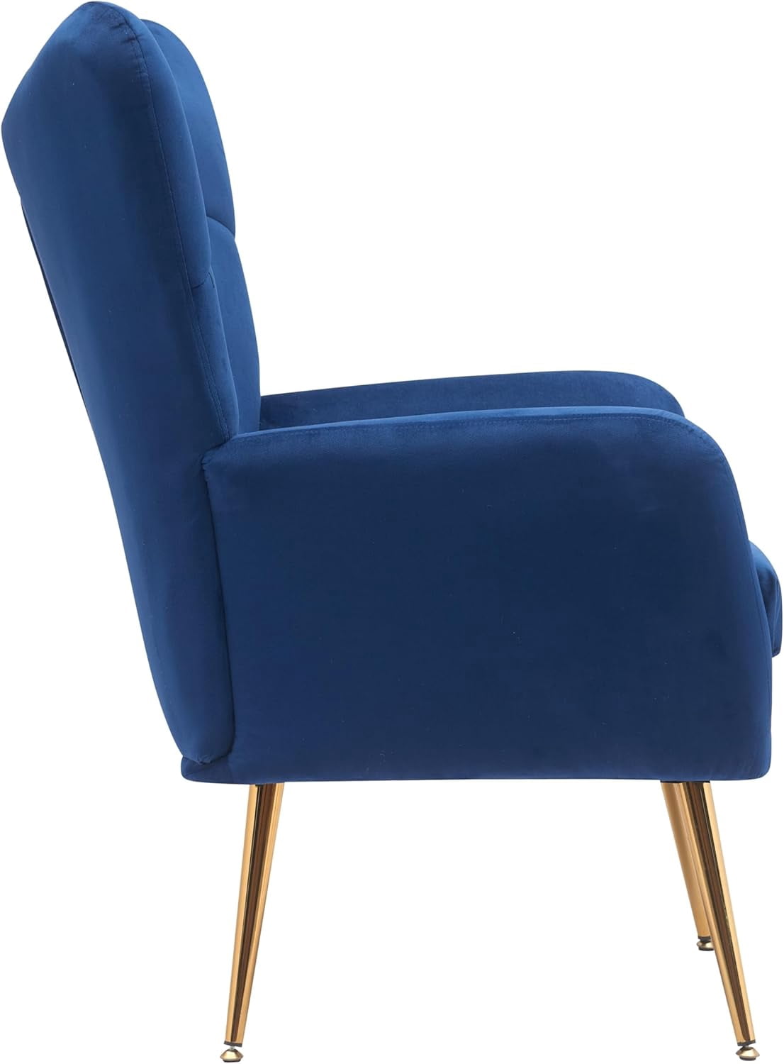 US Pride Furniture Modern Chic Mid-Century Velvet Accent Armchair for Living Room Bedroom or Home Office Button-Tufted Wingback Design with Gold Flared Legs Navy Blue