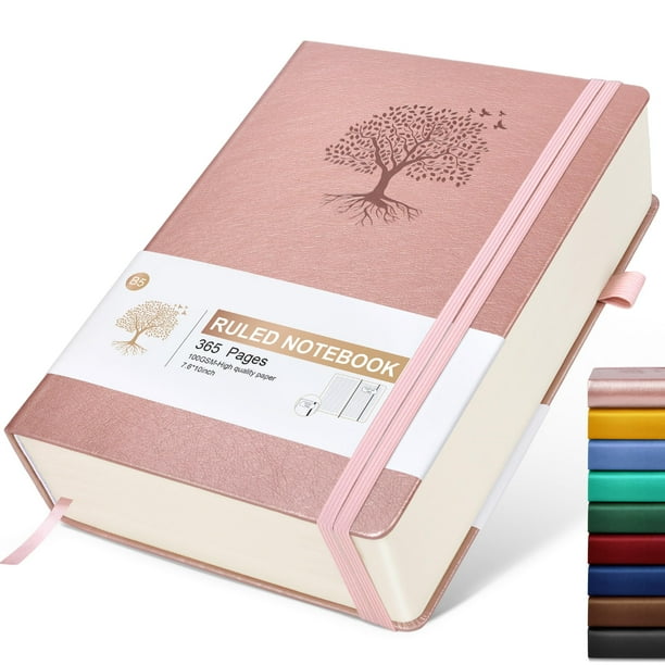 Cuaderno de diario rayado de 365 páginas B5, diarios grandes para escribir, cuaderno con rayas, diarios de cuero de tapa dura rosa para mujeres y hombres, cuaderno diario para tomar notas de trabajo,
