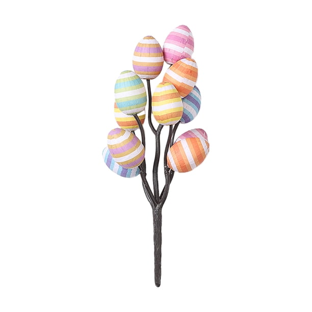 Flores de Pascua Artificiales para la Decoración Ramos de Huevo Impresas 25cm, Plástico Y Tallo de Hierro para Jarrón Y Decoraciones de Pascua para el Hogar