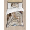 thumbnail image 3 of Marble Duvet Cover Set Queen Size, Surreal Onyx Stone Surface Pattern Pale Blue Details Artistic Picture, Decorative 3 Piece Bedding Set with 2 Pillow Shams, Cinnamon Grey Tan Beige, by Ambesonne, 3 of 3