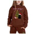 thumbnail image 2 of WeeBloom Baby Christmas Outfit Kids Sweatsuits Reindeer Hoodie Set Children Two Piece Set Solid Color Long Sleeved Hoodie And Sweatpants Toddler Outfits For Girls,Brown 1-2 Years, 2 of 3