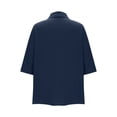 thumbnail image 6 of ZUKMRJPC 3/4 Length Sleeve Womens Tops Classic Button Down Collared Solid Color Shirts Lightweight Pleated Casual Loose Shirts, 6 of 8