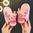 thumbnail image 4 of BOBOGOJP Kids Slides for Girls Boys - Toddler Bunny Slippers Quick Drying Shower Shoes Non-Slip Pool Sandals Shower Flip Flops Pink for Size 1, 4 of 6