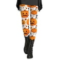 thumbnail image 4 of Halloween Leggings for Women Spooky Pumpkin Trick or Treat Print Festive Holiday Party Casual Soft Slim Stretch Pants Daily Party Outfits, 4 of 5