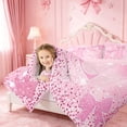 thumbnail image 4 of Homewish Pink Bowknot Monogram E 7-Piece Twin Bedding,Glitter Bow Butterflies Print Bedding Comforter Set For Girl,Pink Reversible, 4 of 8