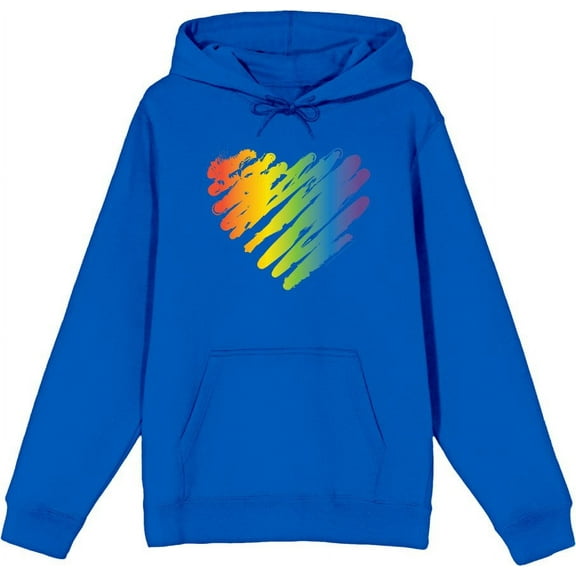 Pride Brush Stroke Heart Adult Blue Long Sleeve Hoodie-Small
