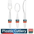 thumbnail image 2 of 360 Count Plastic Silverware Set, 120 Clear Forks, 120 Spoons, 120 Knives, Heavy Duty BPA Free Disposable Plastic Cutlery Set, Premium Clear Plasticware for Party Supplies, 2 of 4