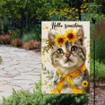 thumbnail image 3 of Hello Sunshine Watercolor Cute cat Sunflowers Spring Garden Flag Vertical Double Sided Spring Summer Garden Flag Seasonal Rustic Yard Lawn Outdoor Decor 12.5x18" style 2, 3 of 4
