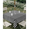 thumbnail image 3 of Square Outdoor Tablecloth with Umbrella Hole Black White Stripe Outside Table Cloth Waterproof Patio Table Cover Modern Minimalist Geometric Striped Zipper Tablecloths for Picnic Camping 54x54 Inch, 3 of 8