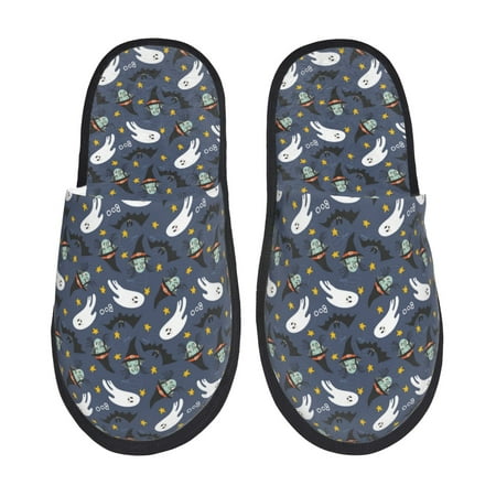 Balery Halloween A Slient Indoor Furry Fleece Comfort House Shoes Soft Non-Slip Home Shoes Cotton slippers House Slippers-- Medium