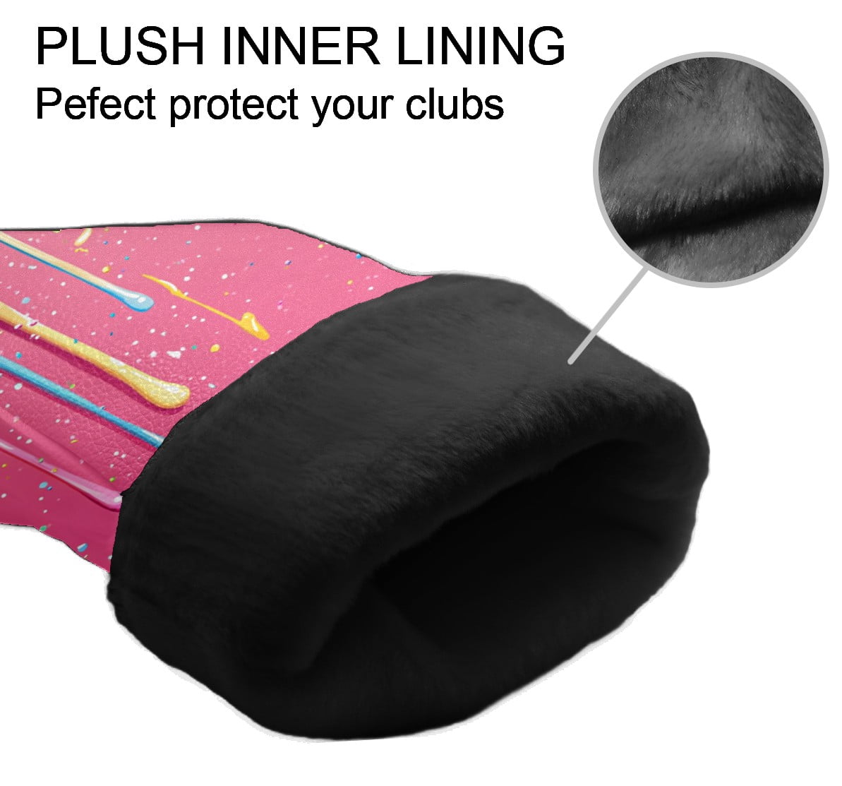 Golf Club Covers PU Leather Waterproof Head Covers for Fairway Woods Hybrids Ice Cream Droplets