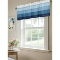 thumbnail image 4 of Blue Wood Grain Valances for Windows, Rod Pocket Kitchen Valance Curtains - Soft & Washable Small Window Treatment for Living Room, Bathroom, Rustic Ombre Wooden Stripes 54x18inch, 1 Panel, 4 of 9