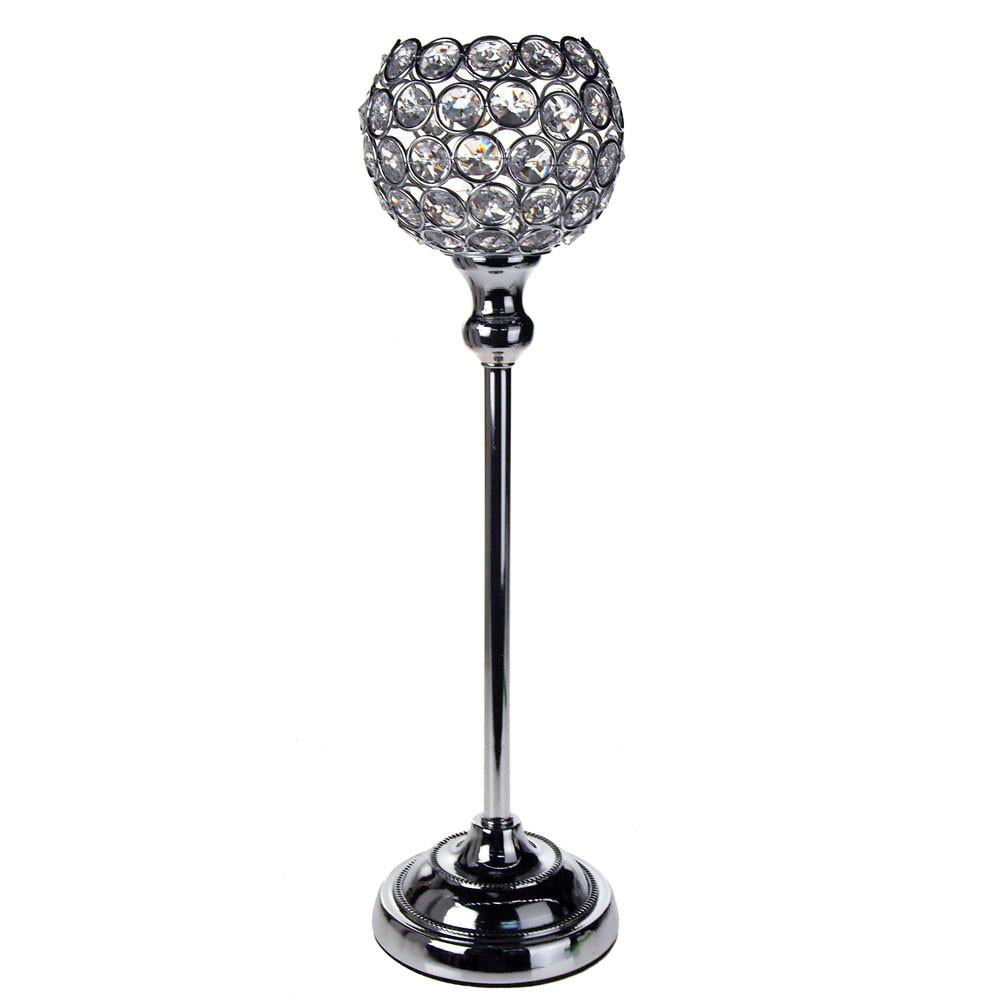 Crystal Globe Candle Holder Metal Centerpiece 