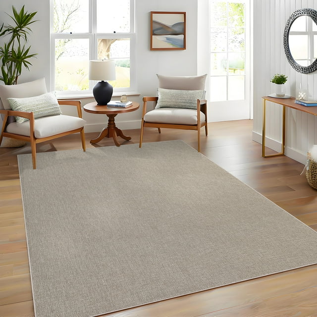 Tapis Lavable 10 X 13 Pi - Tapis Tissé Moderne - Tapis de Sol Antidérapant à Poil Ras - Conception Douce, Robuste, Qui Ne Perd Pas Ses Fibres et Résiste aux Taches pour Salon, Chambre, Salle à Manger, Chambre de Bébé, Bureau - Pliable Camel