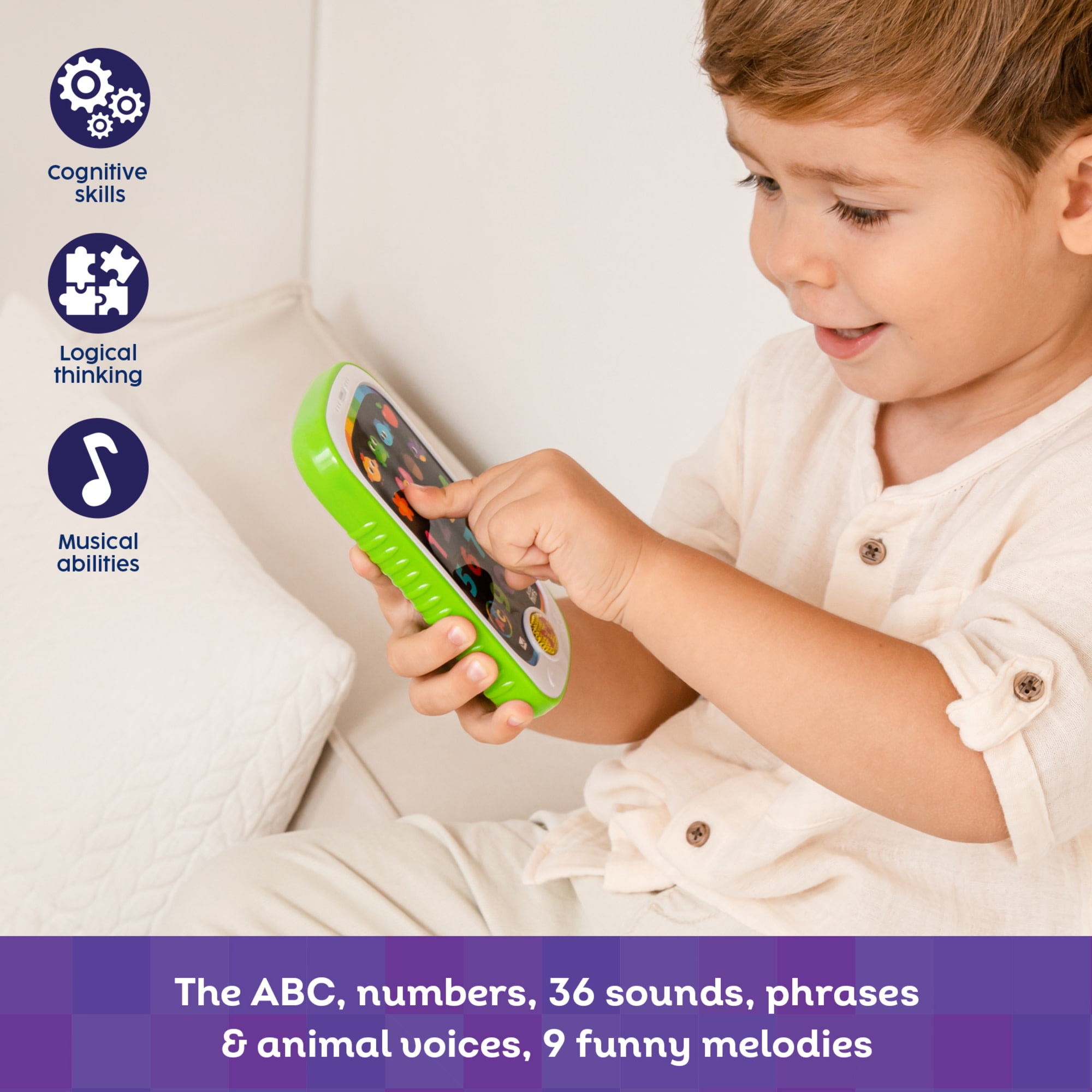 Kids Hits: Smart Phone - Counting Fun - Interactive Educational Toy, Games Teach ABCs & Numbers, Light-Up, Animal Sounds & Songs, Kids & Toddlers 2+