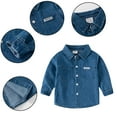 thumbnail image 2 of Paokuoon Kids Baby Boys Shirt Spring Fall Cotton Shirt Denim Long Sleeve Button Down Square Collar Dress Shirt for 2-7 Years, 2 of 9