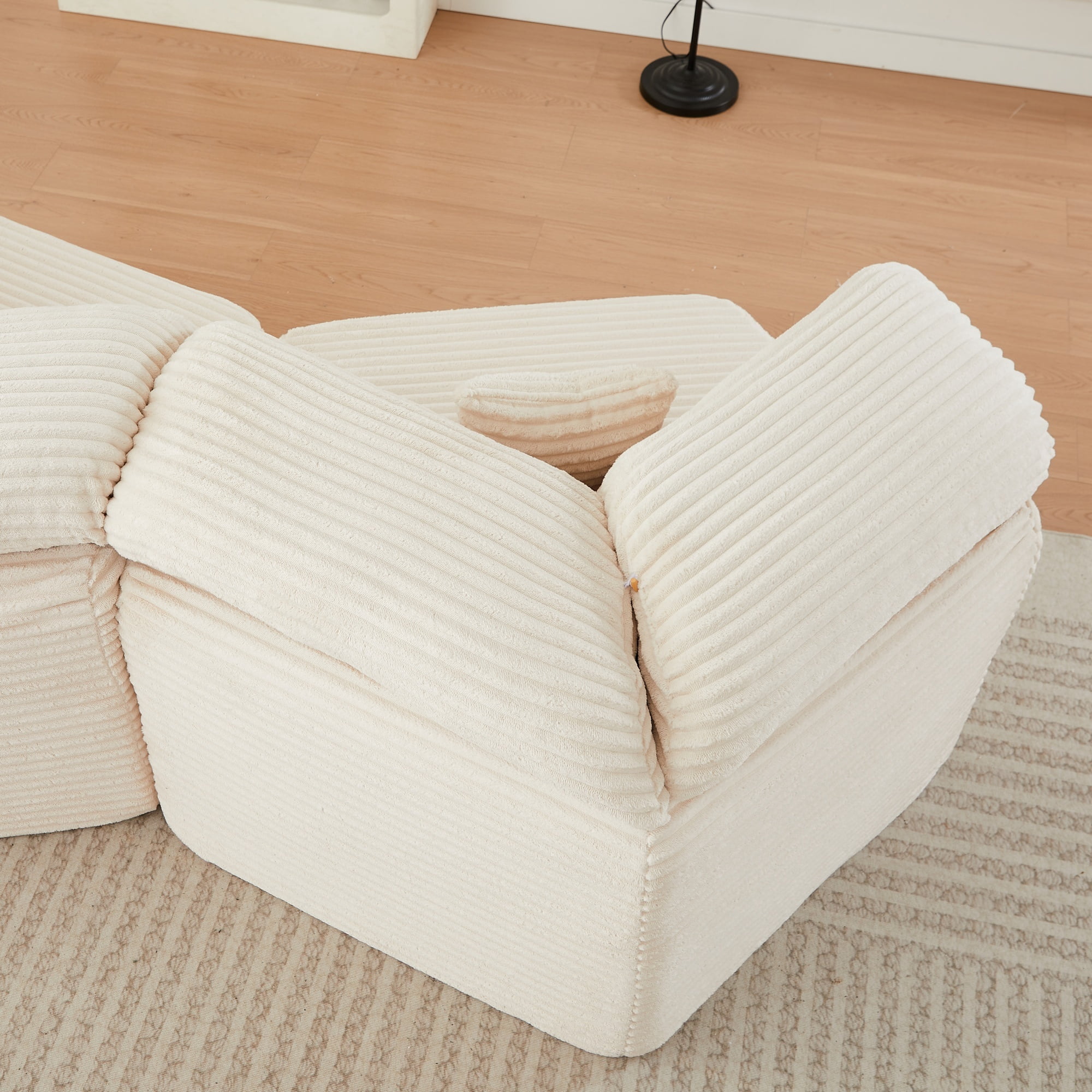 Compressed Boneless Floor Sofa, Modular Couch with Multi-Cushion Backrest, Upholstered Futon Loveseat, Accent Armchair Set of 2