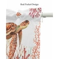 thumbnail image 5 of Sea Turtle Coral Linen Curtain Valance for Bedroom/Bathroom/Kitchen/Office/Living/Dining Room Window,Tropical Fish Underwater Starfish White Rod Pocket Topper Decorative Cafe Drapes Panel 42"x18", 5 of 6