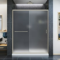 DreamLine Infinity-Z 30 in. D x 60 in. W x 74 3/4 in. H Frosted Sliding Shower Door in Brushed Nickel and Center Drain White Base