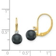 thumbnail image 4 of Primal Gold 14 Karat Yellow Gold 6-7mm Black Freshwater Cultured Pearl AA Diamond Leverback Earrings, 4 of 4