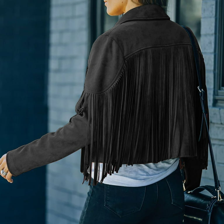 Juebong Boho Tassels Fringe Long Sleeve Cardigans, Women's Juebong Boho Tassels Fringe Long Sleeve Cardigans, Women's