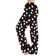 thumbnail image 4 of Halloween Pajama Pants Women's Drawstring Lounge Bottoms, Cute Ghost & Pumpkin Print Loose Fit Sleepwear Trousers, Soft Elastic Waist Leggings, 1 Pc Black L, 4 of 5