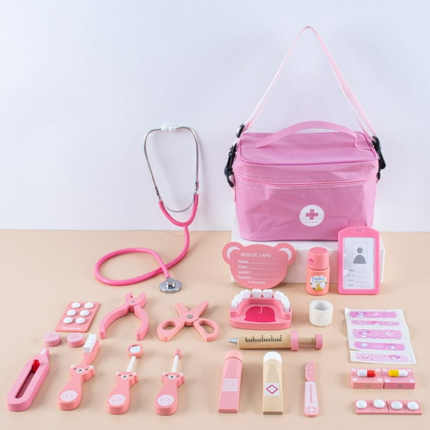 Juguete de simulación de madera para médicos, juguete de doctor pequeño, juego de casa de juegos para niños, juego de rol para niñas