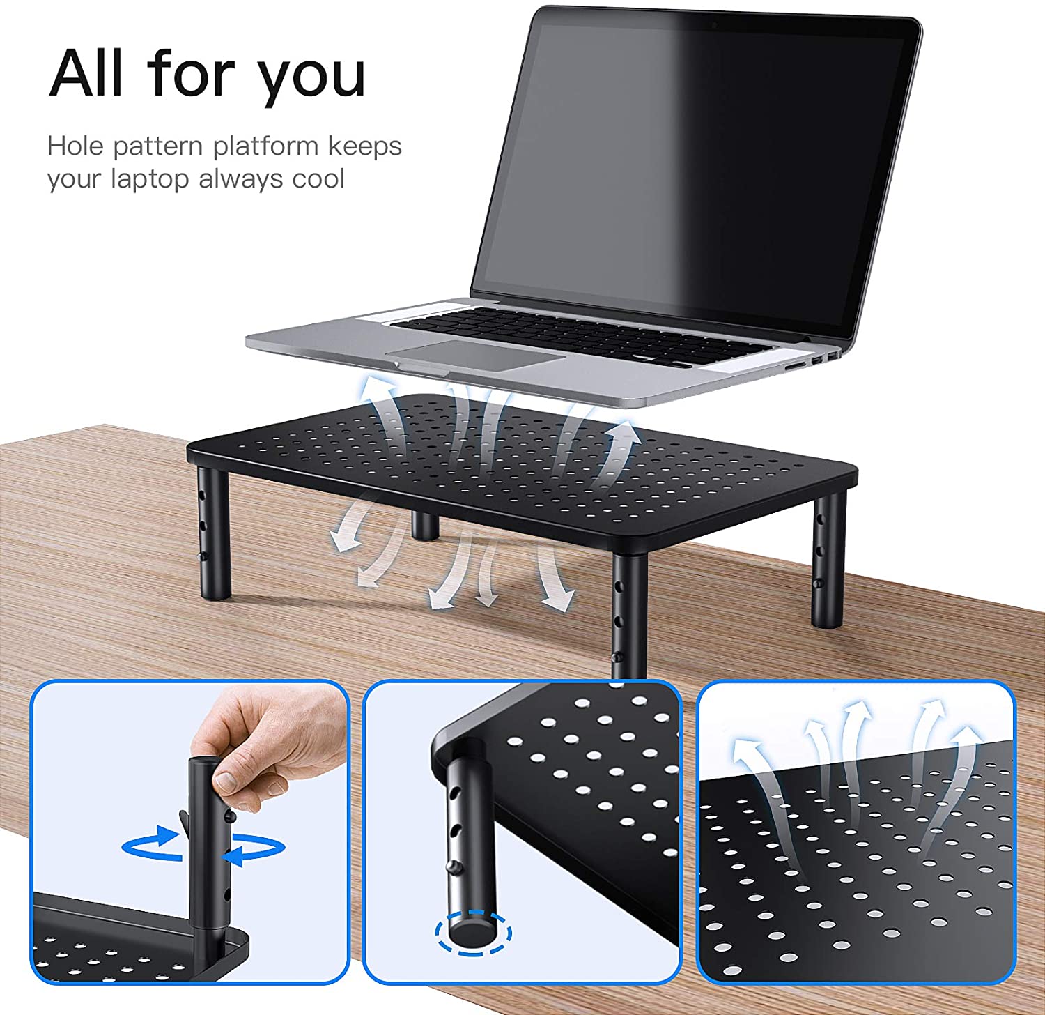 MountFTV 2-Pack Monitor Stand Riser, Adjustable Height photo 3