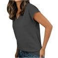 thumbnail image 4 of Kukoosong Women's Casual V-Neck Short Sleeve Crop Top Slim Fit Solid Color T-Shirt for Spring and Summer Fashion Women's T-Shirts, 4 of 7