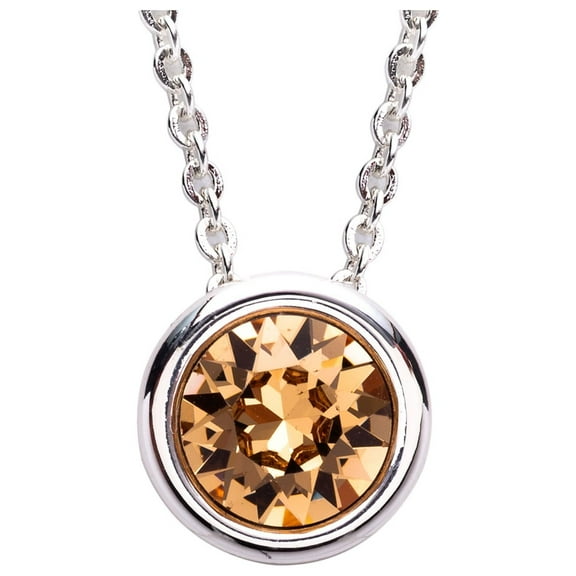X & O Crystal Luxe Silver Plated Swarovski Light Colorado Topaz Crystal Birthstone Necklace