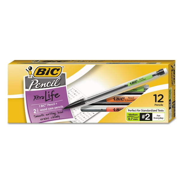 BIC Xtra Life Mechanical Pencil, Clear Barrel, Medium Point (0.7mm), 12