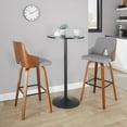 thumbnail image 2 of Stella 30" Mid-Century Modern Fixed-Height Barstool with Swivel in Walnut Wood, Light Grey Fabric and Square Black Metal Footrest by LumiSource - Set of 2, 2 of 5