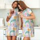 thumbnail image 4 of Fotbe Zebra Colourful Bata de Dormir para Mujer con Estampado, Camisón de Algodón de Manga Corta, Ropa de Dormir Casual, 4 of 6