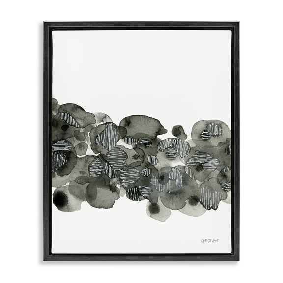 Stupell Industries Natural Kindling Impression Abstract Painting Black Floater Framed Canvas Art Print Wall Art, 17 x 21