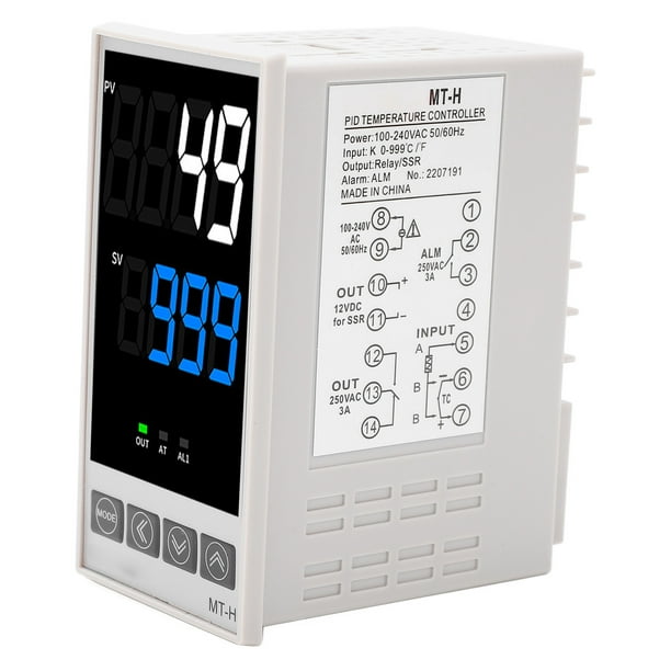 Kit de controlador de temperatura PID Pantalla digital inteligente Instrumento de control automático de temperatura CA 100-240 V 48 X 96 mm