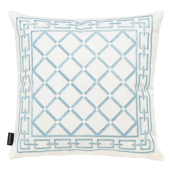 SAFAVIEH Bentra Geometric Accent Pillow, 18" x 18", Blue/White