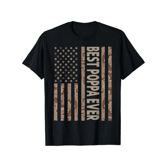 Best Poppa Ever American Flag Camo Men's T-Shirt Patriotic Father's Day Gift