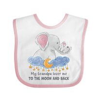 Inktastic My Grandpa Loves Me to the Moon and Back Elephant Family Boys or Girls Baby Bib