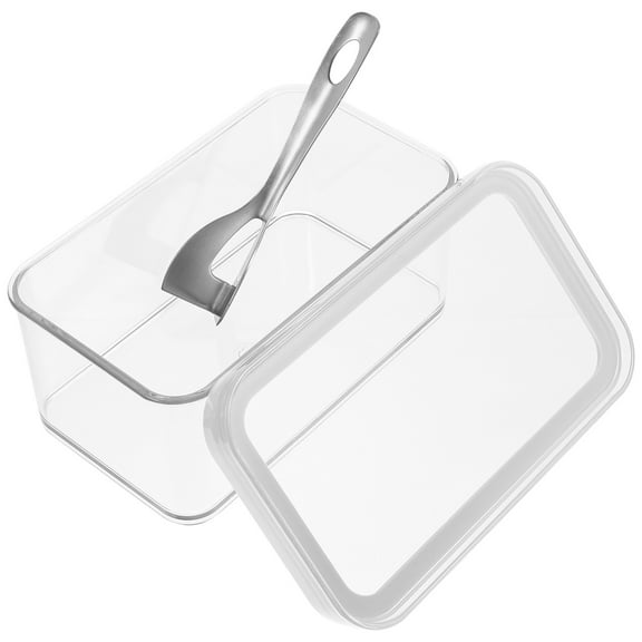 Moluckfu 1 Set Butter Dish With Lid Slicer For Fridge Transparent Kitchen Use