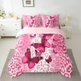thumbnail image 2 of jejeloiu Pink Kawaii Butterflies 7-Piece Twin Bedding Sets,Leopard Pattern Bedding Comforter Set,Cheetah Print Sheet Sets For Girls Kids,Breathable Home Decor Reversible, 2 of 8